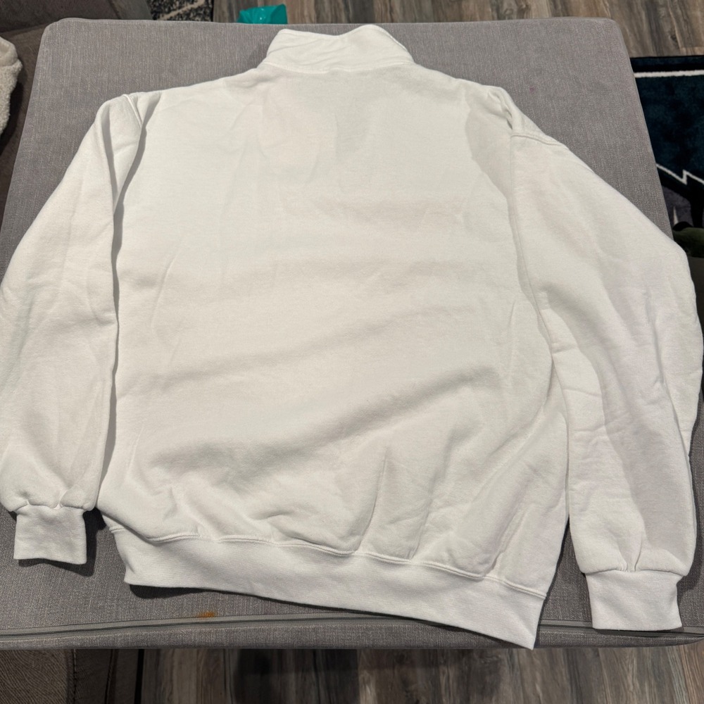 Genesee 12 Horse Ale Quarter Zip Sweatshirt Mens XL White Fleece Pullover - Picture 6 of 7